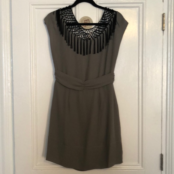 BCBG gray fringe neck dress. New with tags - Picture 3 of 3